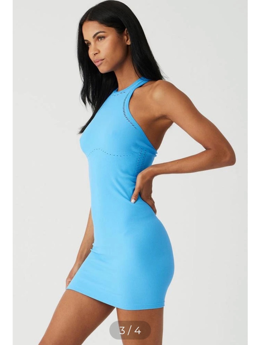 ALO Yoga SEAMLESS OPEN AIR RAZOR
BACK ATHLETIC CASUAL DRESS XS Azure Blue